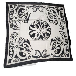Black and White Silk Handpainted Square Scarf  - NEW